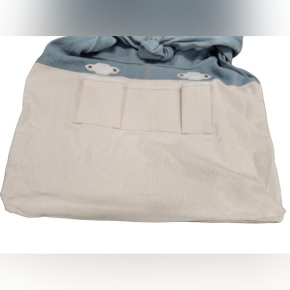 Burberry Prorsum Light Blue Linen & White Leather Large Tote - Picture 8 of 16